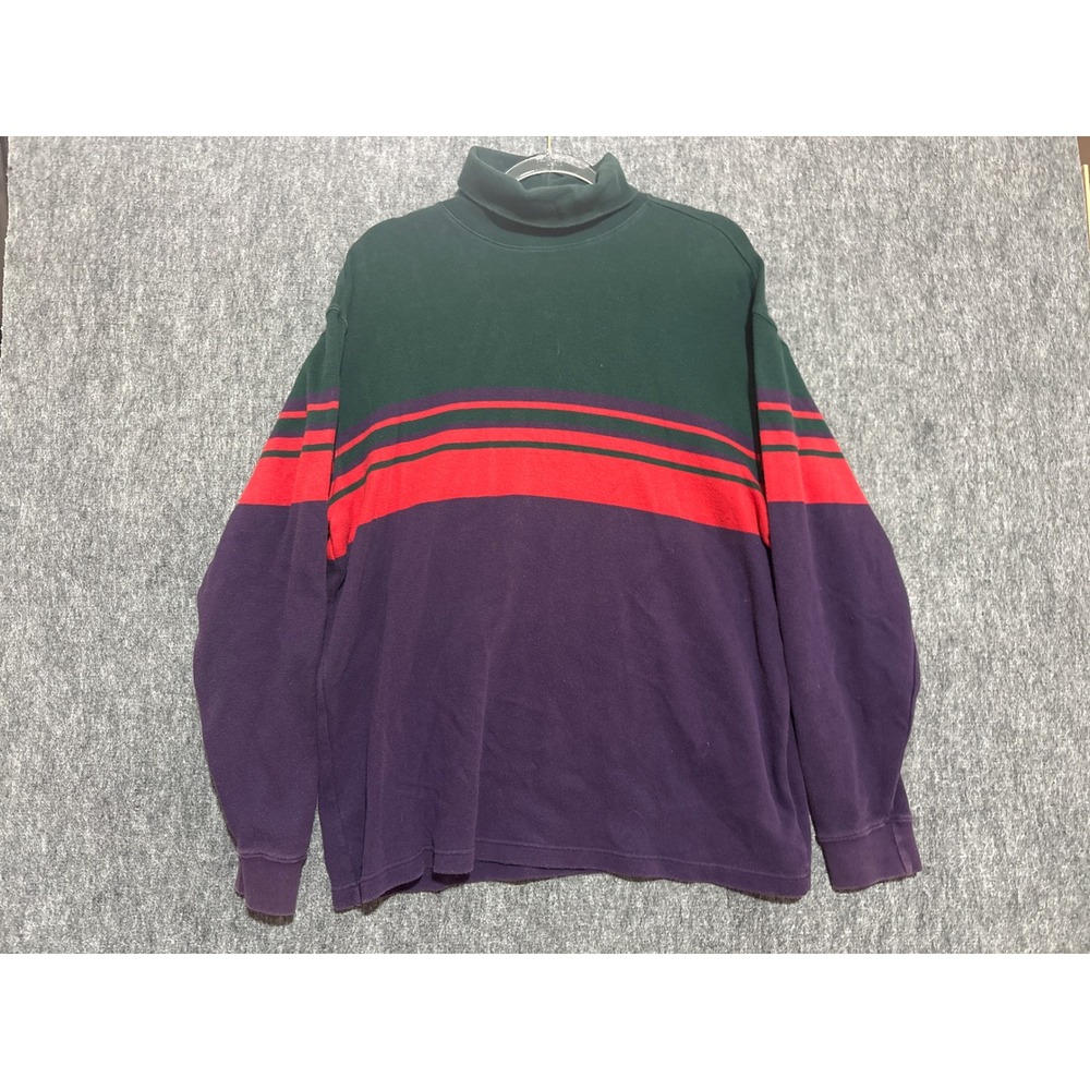 Vintage Gap Turtleneck Sweatshirt Mens Large Colorblock Striped Green Purple Red